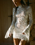 BODITA MINI DRESS IN WHITE COTTON LACE - De La Vali