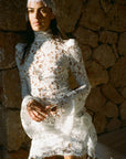 BODITA MINI DRESS IN WHITE COTTON LACE - De La Vali