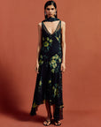 MISTICA MIDI DRESS IN PRIMAVERA - BLACK SILK CHIFFON