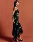 MISTICA MIDI DRESS IN PRIMAVERA - BLACK SILK CHIFFON
