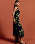 MISTICA MIDI DRESS IN PRIMAVERA - BLACK SILK CHIFFON