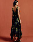 MISTICA MIDI DRESS IN PRIMAVERA - BLACK SILK CHIFFON