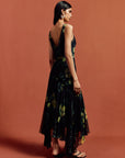 MISTICA MIDI DRESS IN PRIMAVERA - BLACK SILK CHIFFON
