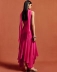MISTICA MIDI DRESS IN HOT PINK SILK CHIFFON