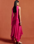 MISTICA MIDI DRESS IN HOT PINK SILK CHIFFON