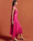 MISTICA MIDI DRESS IN HOT PINK SILK CHIFFON