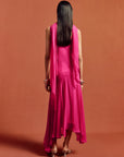 MISTICA MIDI DRESS IN HOT PINK SILK CHIFFON