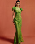 NEPHELE MAXI DRESS IN SPRING GREEN LACE