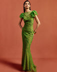 NEPHELE MAXI DRESS IN SPRING GREEN LACE