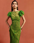 NEPHELE MAXI DRESS IN SPRING GREEN LACE