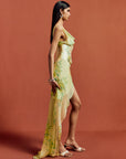 PERENNA MIDI DRESS IN PRIMAVERA - YELLOW SILK CHIFFON