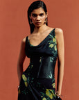 PERENNA MIDI DRESS IN PRIMAVERA - BLACK SILK CHIFFON