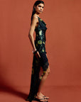 PERENNA MIDI DRESS IN PRIMAVERA - BLACK SILK CHIFFON