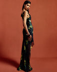 PERENNA MIDI DRESS IN PRIMAVERA - BLACK SILK CHIFFON