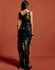 PERENNA MIDI DRESS IN PRIMAVERA - BLACK SILK CHIFFON