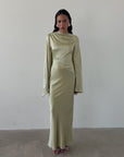 ONDAS MAXI DRESS IN SAND SILK SATIN