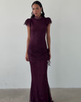 SILENTIUM MAXI DRESS IN MAROON LACE