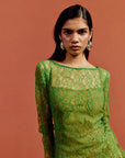 SITHON MINI DRESS IN SPRING GREEN LACE