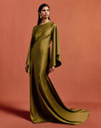 XANTHE MAXI DRESS IN FENNEL SATIN CREPE