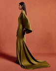 XANTHE MAXI DRESS IN FENNEL SATIN CREPE