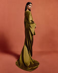 XANTHE MAXI DRESS IN FENNEL SATIN CREPE
