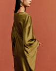 XANTHE MAXI DRESS IN FENNEL SATIN CREPE