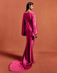 XANTHE MAXI DRESS IN HOT PINK SATIN CREPE