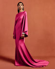 XANTHE MAXI DRESS IN HOT PINK SATIN CREPE