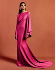 XANTHE MAXI DRESS IN HOT PINK SATIN CREPE