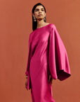 XANTHE MAXI DRESS IN HOT PINK SATIN CREPE