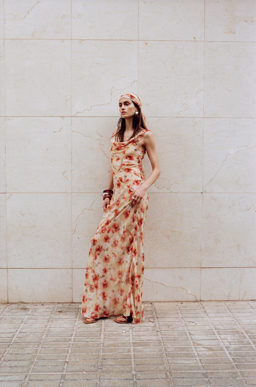 GALERA MAXI DRESS SILK CHIFFON LA ROSA