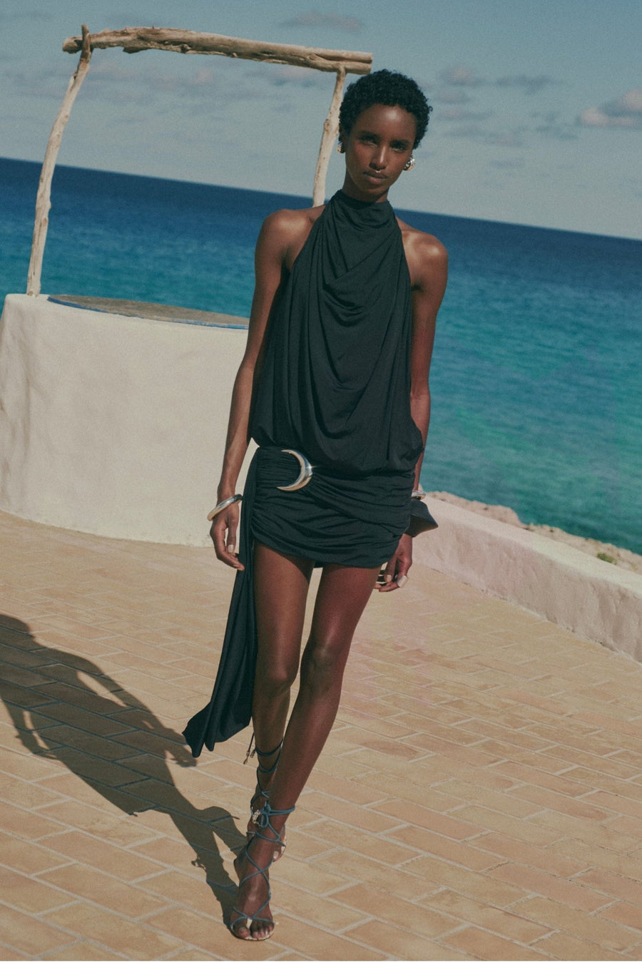 black spandex mini dress Women's Perez Hourglass Cowl Neck Elastic Spandex Mini Dress XS/S/M/L/Customize Black MEAN BLVD