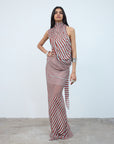 MENORCA TOP IN MAROON & TURQUOISE VISCOSE GEORGETTE - De La Vali