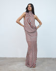 MENORCA TOP IN MAROON & TURQUOISE VISCOSE GEORGETTE - De La Vali