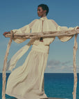 AGAPITO SKIRT IN CREAM POLY CHIFFON - De La Vali