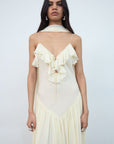 HARMATTAN MIDI DRESS IN CREAM GEORGETTE - De La Vali