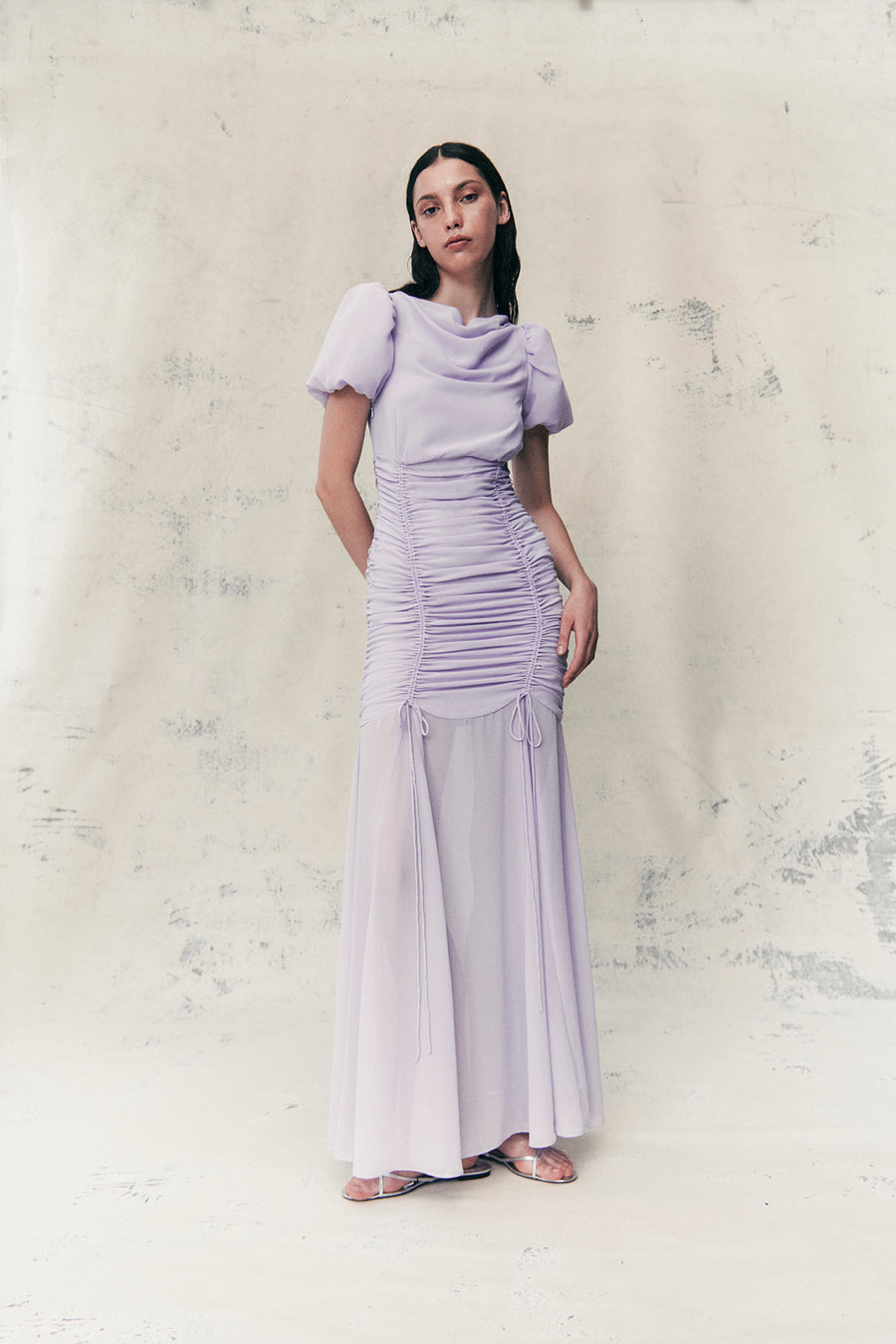 AMANDINE MAXI DRESS IN LILAC CHIFFON