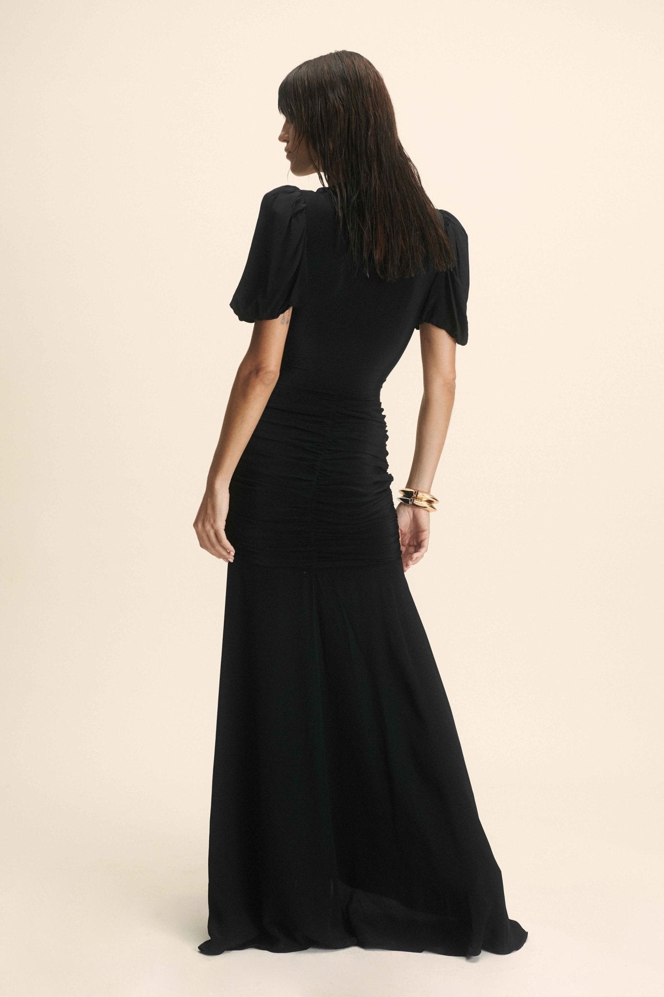 OLYMPIA MAXI DRESS IN BLACK VISCOSE CDC - De La Vali