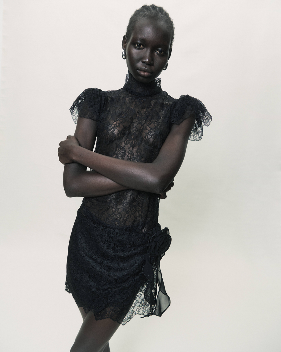 VALENTINA MINI DRESS IN BLACK LACE