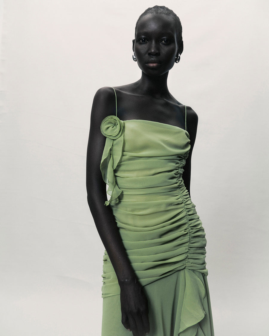 ROSADO MAXI DRESS IN PEA SHOOT CHIFFON DE LA VALI OFFICIAL