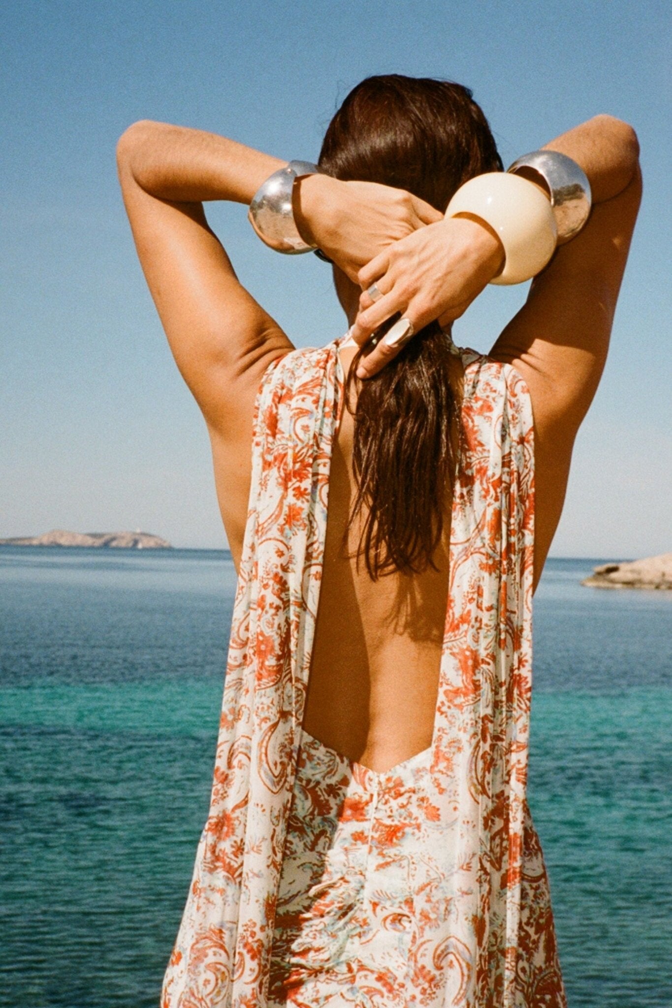FORMENTERA MAXI DRESS IN CACHEMIRA PRINT VISCOSE GEORGETTE - De La Vali
