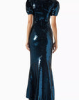 BROADWAY MAXI DRESS SEQUIN CHIFFON PETROL SEQUIN