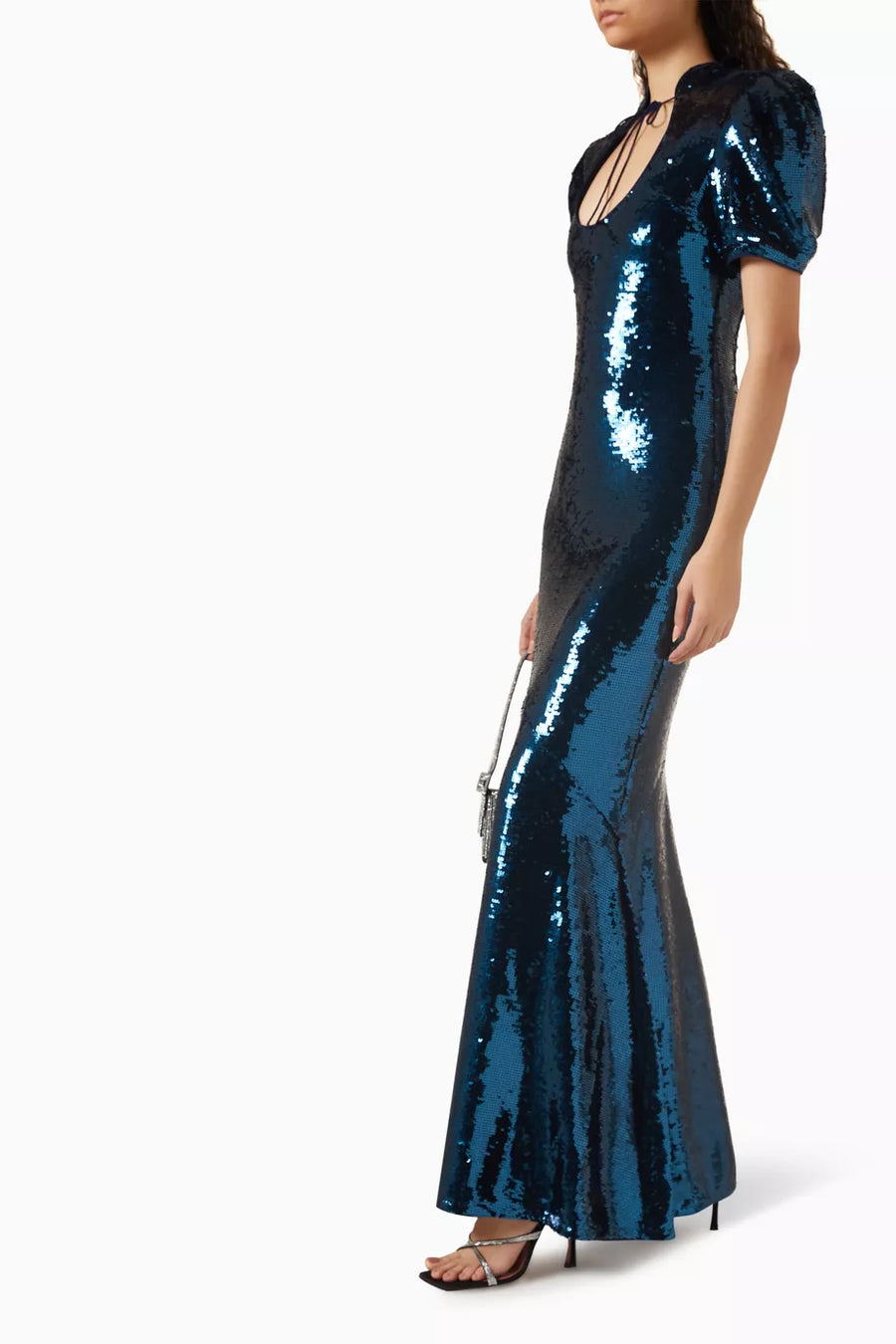 BROADWAY MAXI DRESS SEQUIN CHIFFON PETROL SEQUIN