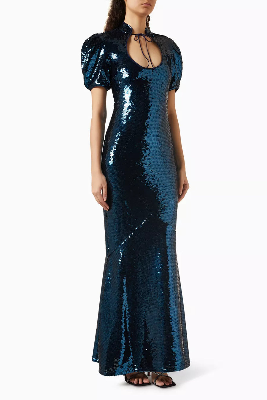 BROADWAY MAXI DRESS SEQUIN CHIFFON PETROL SEQUIN