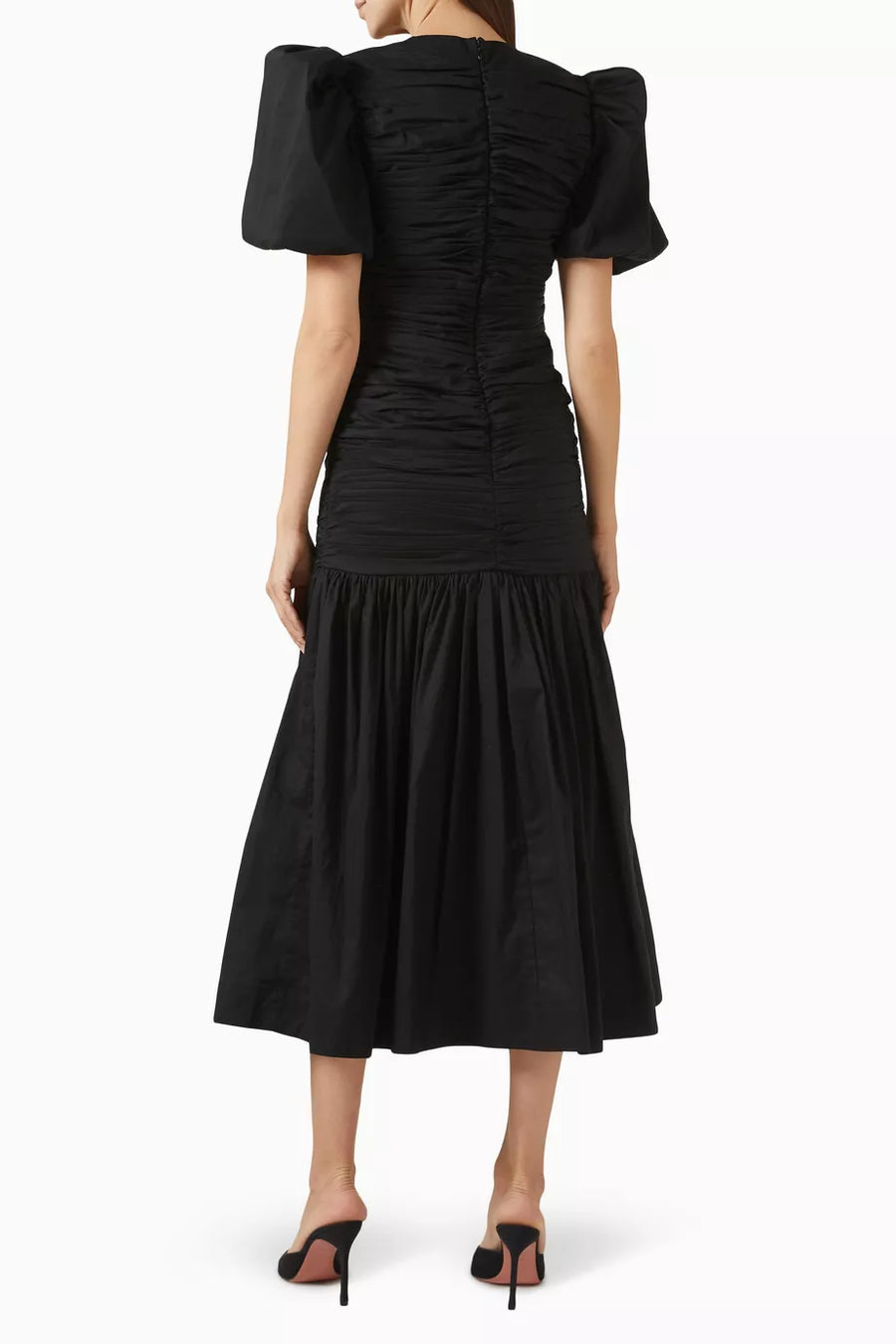 MENCIA MIDI DRESS IN BLACK COTTON