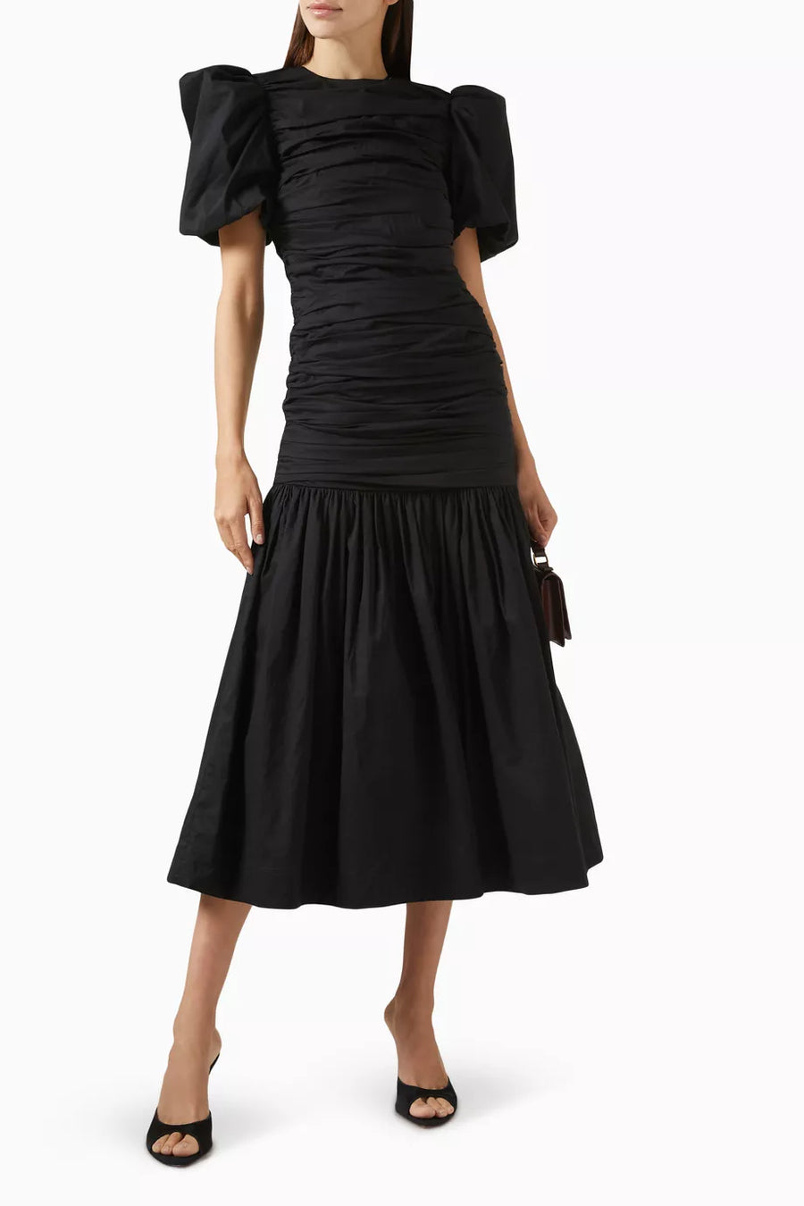 MENCIA MIDI DRESS IN BLACK COTTON