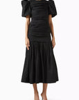MENCIA MIDI DRESS IN BLACK COTTON
