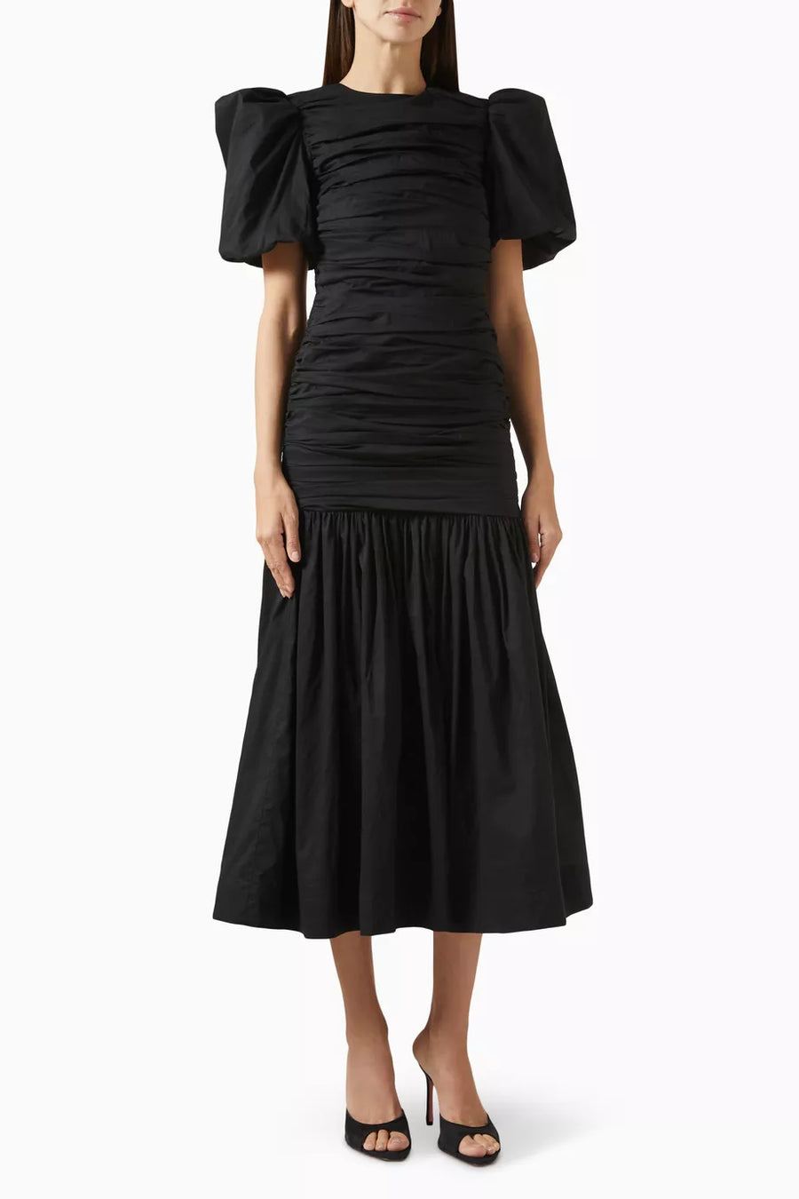 MENCIA MIDI DRESS IN BLACK COTTON