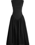 LUSIVA MIDI DRESS IN BLACK COTTON