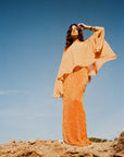 PALMA SKIRT IN ORANGE BEADED MESH - De La Vali